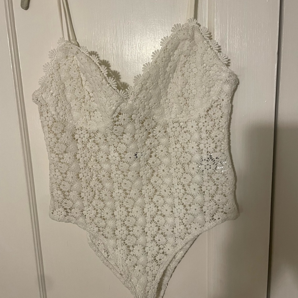 Elegant White Lace Bodysuit